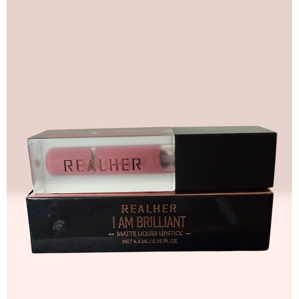 REALHER "I Am Brilliant" Matte Liquid Lipstick - Pink Mauve 0.15 fl oz NIB